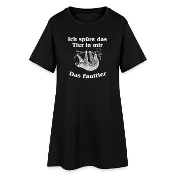 Ich spüre das Tier in mir – Das Faultier - Frauen T-Shirt-Kleid - Schwarz - Vorne