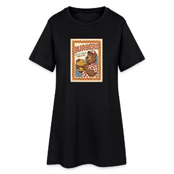 Burgers World Famous Open 24 Hrs Bären Diner - Frauen T-Shirt-Kleid - Schwarz - Vorne