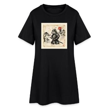 Capybara Samurai Japanischer Krieger - Frauen T-Shirt-Kleid - Schwarz - Vorne