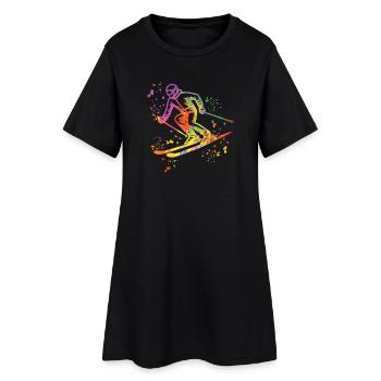 Ski alpin Sports d’hiver Ski nordique - Robe T-shirt Femme - noir - Devant