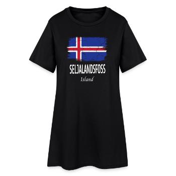 Seljalandsfoss - Frauen T-Shirt-Kleid - Schwarz - Vorne
