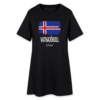Vatnajökull - Frauen T-Shirt-Kleid - Schwarz - Vorne