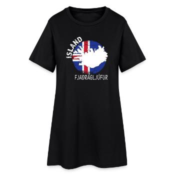 Fjaðrárgljúfur - Frauen T-Shirt-Kleid - Schwarz - Vorne