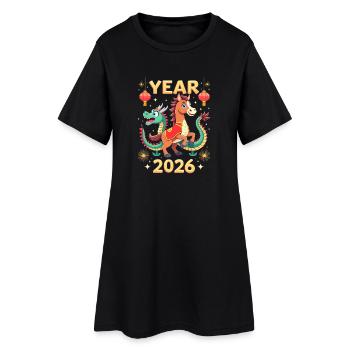 Chinese New Year Of The Horse 2026 - Women’s T-Shirt Dress - black - Front