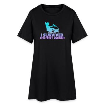 Ich habe die erste Kurve überlebt - Frauen T-Shirt-Kleid - Schwarz - Vorne