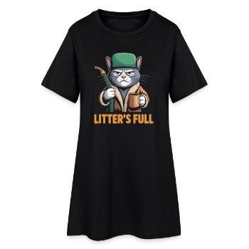 Litières pleines : parodie drôle de chat de Noël - Robe T-shirt Femme - noir - Devant