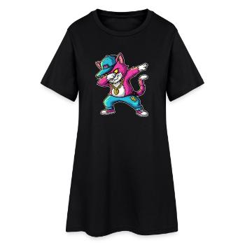 Déclaration humoristique de style de rue de Dab Cat - Robe T-shirt Femme - noir - Devant