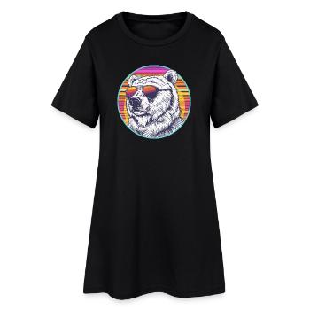 Polar Bär Retro Sonnenbrille - Frauen T-Shirt-Kleid - Schwarz - Vorne