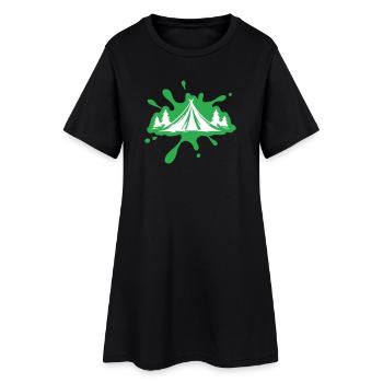 Camping Zelt Natur Klecks - Frauen T-Shirt-Kleid - Schwarz - Vorne