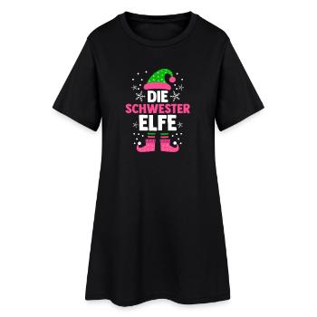 La famille de Noël et la sœur elfe - Robe T-shirt Femme - noir - Devant