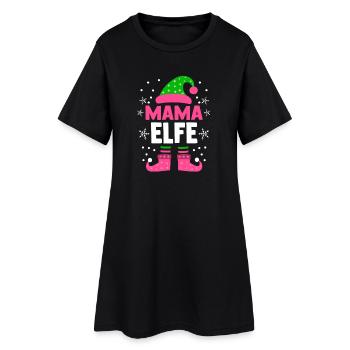 Noël, famille, mère, maman, lutin - Robe T-shirt Femme - noir - Devant