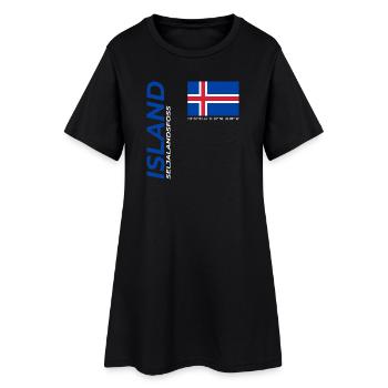 Seljalandsfoss - Frauen T-Shirt-Kleid - Schwarz - Vorne