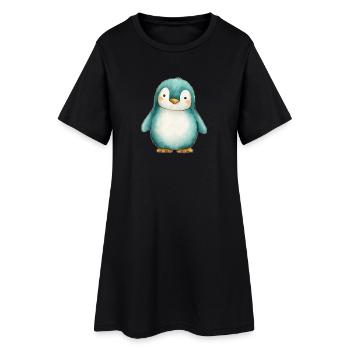 Pingouin Givré – Illustration Enfantine d’Hiver - Robe T-shirt Femme - noir - Devant
