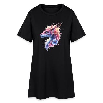 Dragon Fleur Bleu - Robe T-shirt Femme - noir - Devant
