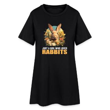 Hasen Hase - Frauen T-Shirt-Kleid - Schwarz - Vorne