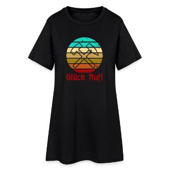 Glück Auf! - Ruhrpott - Zeche - Zollverein - Frauen T-Shirt-Kleid - Schwarz - Vorne