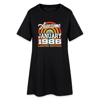 Januar-1986-Jahrgang-geboren-Geburtstag-Retro - Frauen T-Shirt-Kleid - Schwarz - Vorne