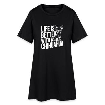 La vie est plus belle avec un chihuahua - Robe T-shirt Femme - noir - Devant