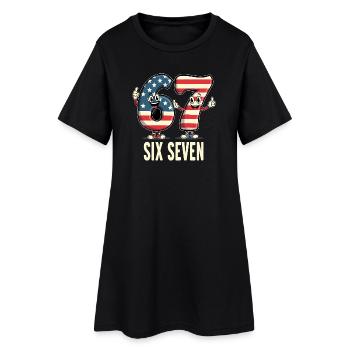US Flag 67 Memes Six Seven - Women’s T-Shirt Dress - black - Front