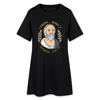 Funny Socrates I Drank What Philosophy Graphic - Frauen T-Shirt-Kleid - Schwarz - Vorne