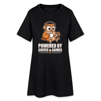 Hibou avec café et jeux - Robe T-shirt Femme - noir - Devant