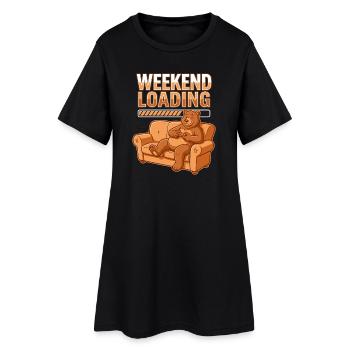 Wochenend-Ladezustand: Bär auf Sofa - Frauen T-Shirt-Kleid - Schwarz - Vorne