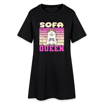 Lama gamerin - Frauen T-Shirt-Kleid - Schwarz - Vorne