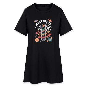 Departure into space 1st birthday children's birthday party - Women’s T-Shirt Dress - black - Front