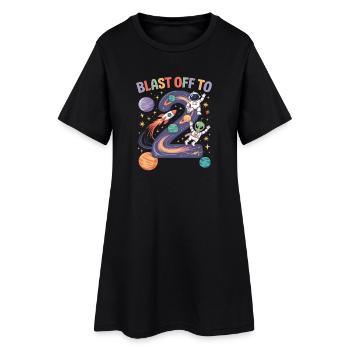 Departure into space 2nd birthday children's birthday party - Women’s T-Shirt Dress - black - Front