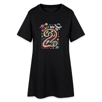 Departure into space 2nd birthday children's birthday party - Women’s T-Shirt Dress - black - Front