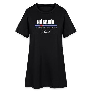 Húsavík  - Frauen T-Shirt-Kleid - Schwarz - Vorne