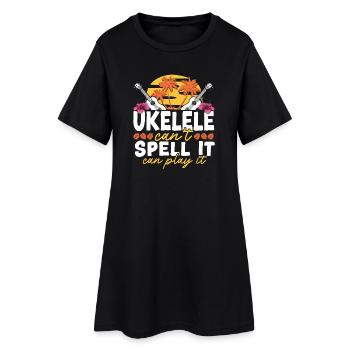 Hawaiian Ukulele Uke Ukulele Can't - Frauen T-Shirt-Kleid - Schwarz - Vorne