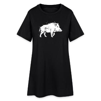 Vecteur de chasse griffée au grunge du sanglier sauvage - Robe T-shirt Femme - noir - Devant
