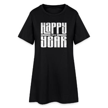 Silvester Happy New Year - Frauen T-Shirt-Kleid - Schwarz - Vorne
