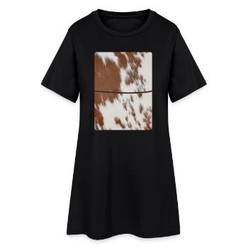 Journal en cuir de vache brun - Robe T-shirt Femme - noir - Devant