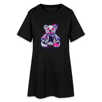 Ours en peluche gothique avec un look néon graffiti - Robe T-shirt Femme - noir - Devant