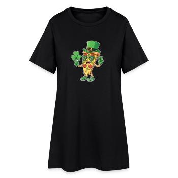 St Patricks Pizza Clover Irisches Essensfest - Frauen T-Shirt-Kleid - Schwarz - Vorne