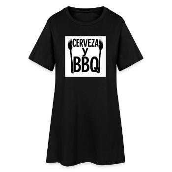 Design numérique « Bière & BBQ » - Robe T-shirt Femme - noir - Devant