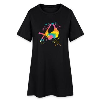 Ski alpin Sports d’hiver Ski nordique - Robe T-shirt Femme - noir - Devant