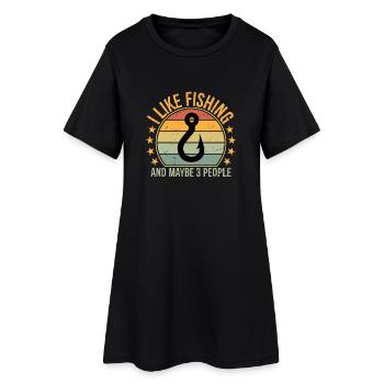 J’aime pêcher et peut-être trois personnes avec un pêcheur drôle - Robe T-shirt Femme - noir - Devant