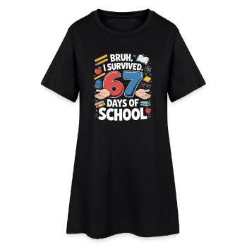67 jours de survie scolaire - Robe T-shirt Femme - noir - Devant
