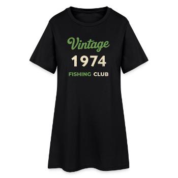 Millésime 1974 – Année de naissance rétro du club de pêche - Robe T-shirt Femme - noir - Devant