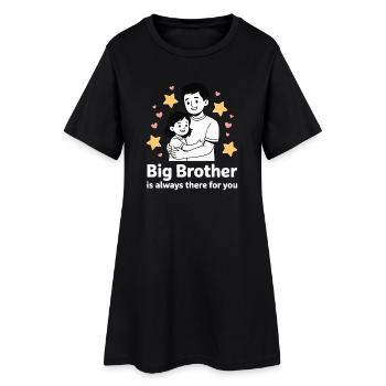 Illustration du câlin de Grand Frère - Robe T-shirt Femme - noir - Devant