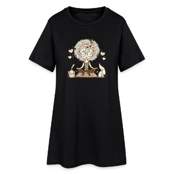 Yoga Girl with Dog & Cat – Namaste & Love - Women’s T-Shirt Dress - black - Front