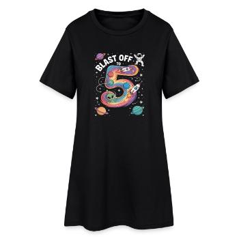 Départ dans l’espace, fête d’anniversaire des enfants pour 5 ans - Robe T-shirt Femme - noir - Devant