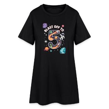 Departure into space 5th birthday children's birthday party - Women’s T-Shirt Dress - black - Front