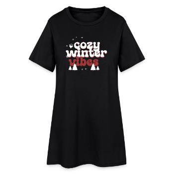Ambiance hivernale douillette Texte gonflé - Robe T-shirt Femme - noir - Devant