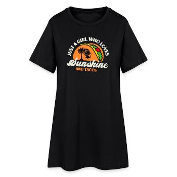 Fille qui aime le soleil et les tacos rétro - Robe T-shirt Femme - noir - Devant
