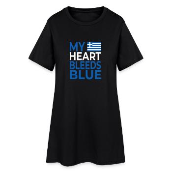 Mon cœur saigne bleu Grèce - Robe T-shirt Femme - noir - Devant