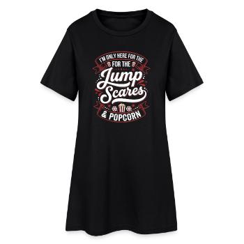Jump Scares & Popcorn - Frauen T-Shirt-Kleid - Schwarz - Vorne